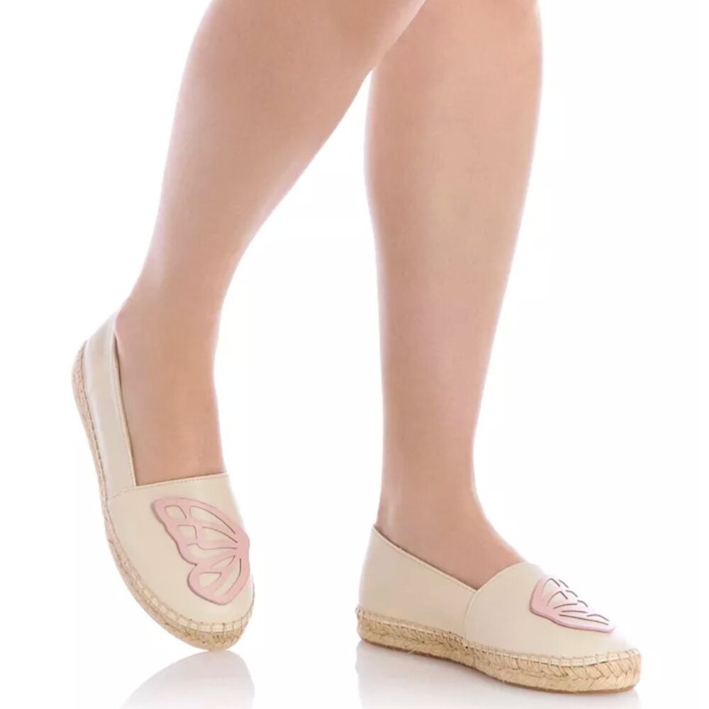 Sophia Webster Leather Butterfly Espadrilles Heirloom Rose Cream Sz.39.5 EU
